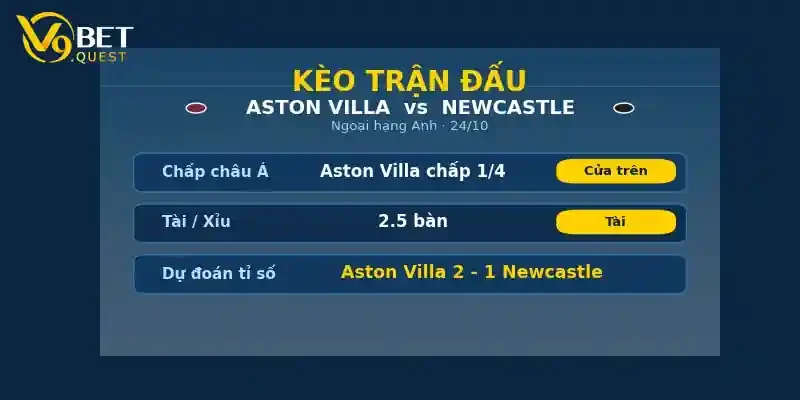 Kèo trận đấu Aston Villa vs Newcastle