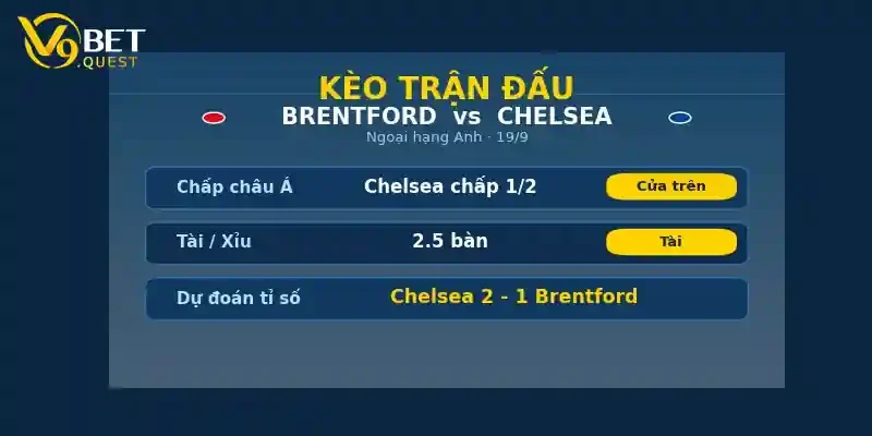Kèo trận đấu Brentford vs Chelsea
