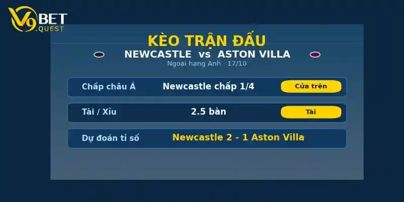 Kèo trận đấu Newcastle vs Aston Villa