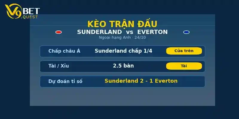 Kèo trận đấu Sunderland vs Everton